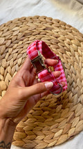 Collar vichy bicolor rojo y fucsia